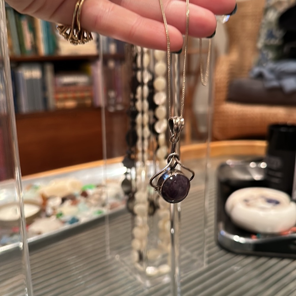 Sterling Silver Statement Necklace With Beautiful… - image 2